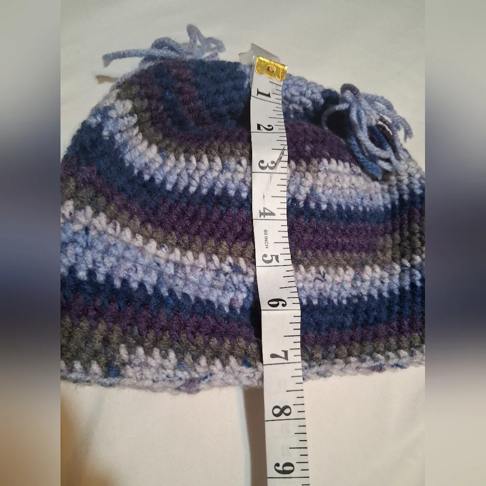 Kids Owl Knit Beanie - Purple and White